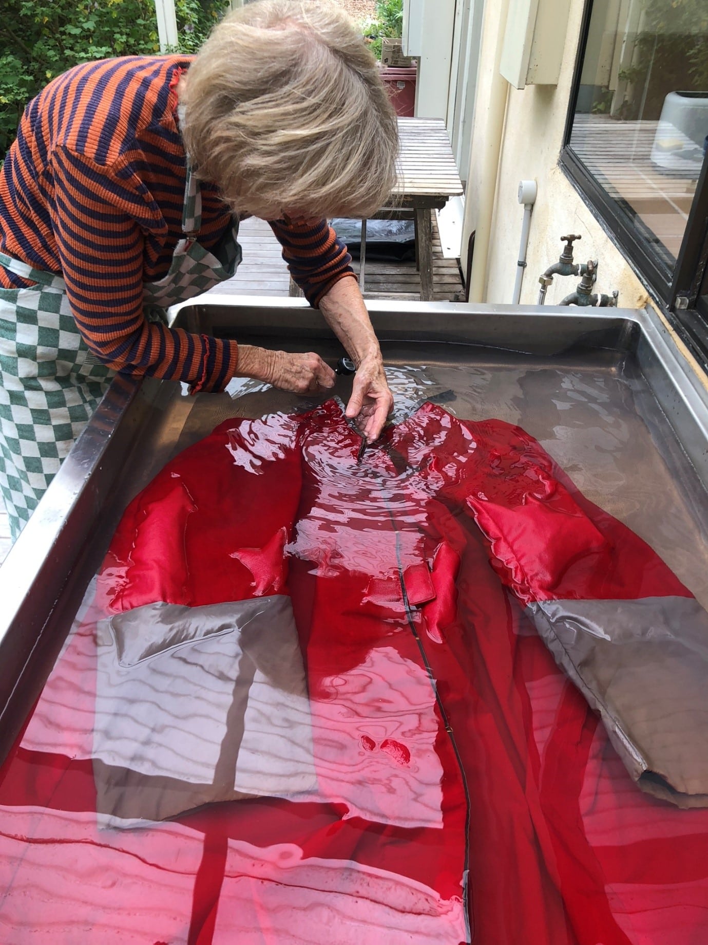Our Donors Process photo of Fabric conservator Rinske Car conservation treatment of Sir Francis Burt's Robes